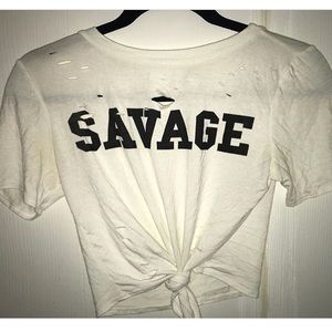 savage ripped cropped t shirt